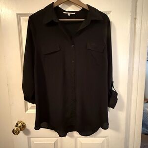 Daniel Rainn Black Notched Collar Button Down Shirt
